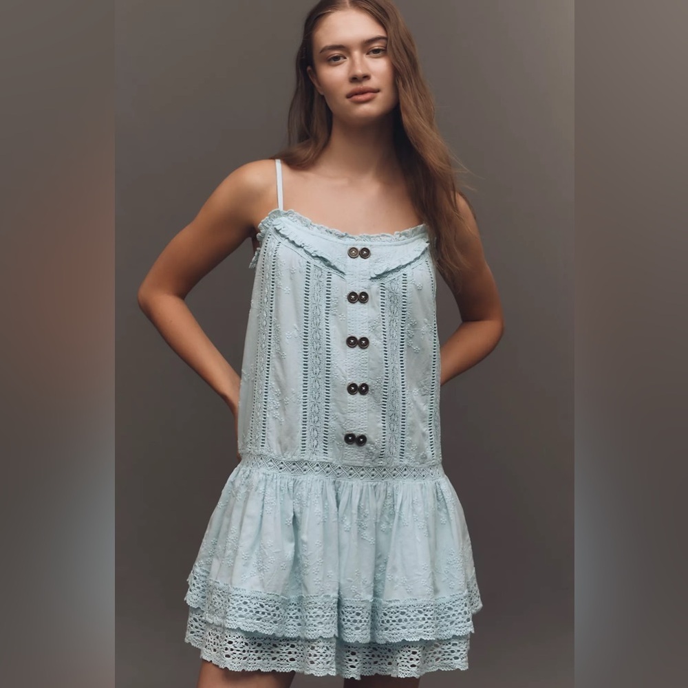 NWT! Anthropologie Pilcro Sleeveless Square-Neck Swing Mini Dress 🪀 0️⃣ - Picture 2 of 7